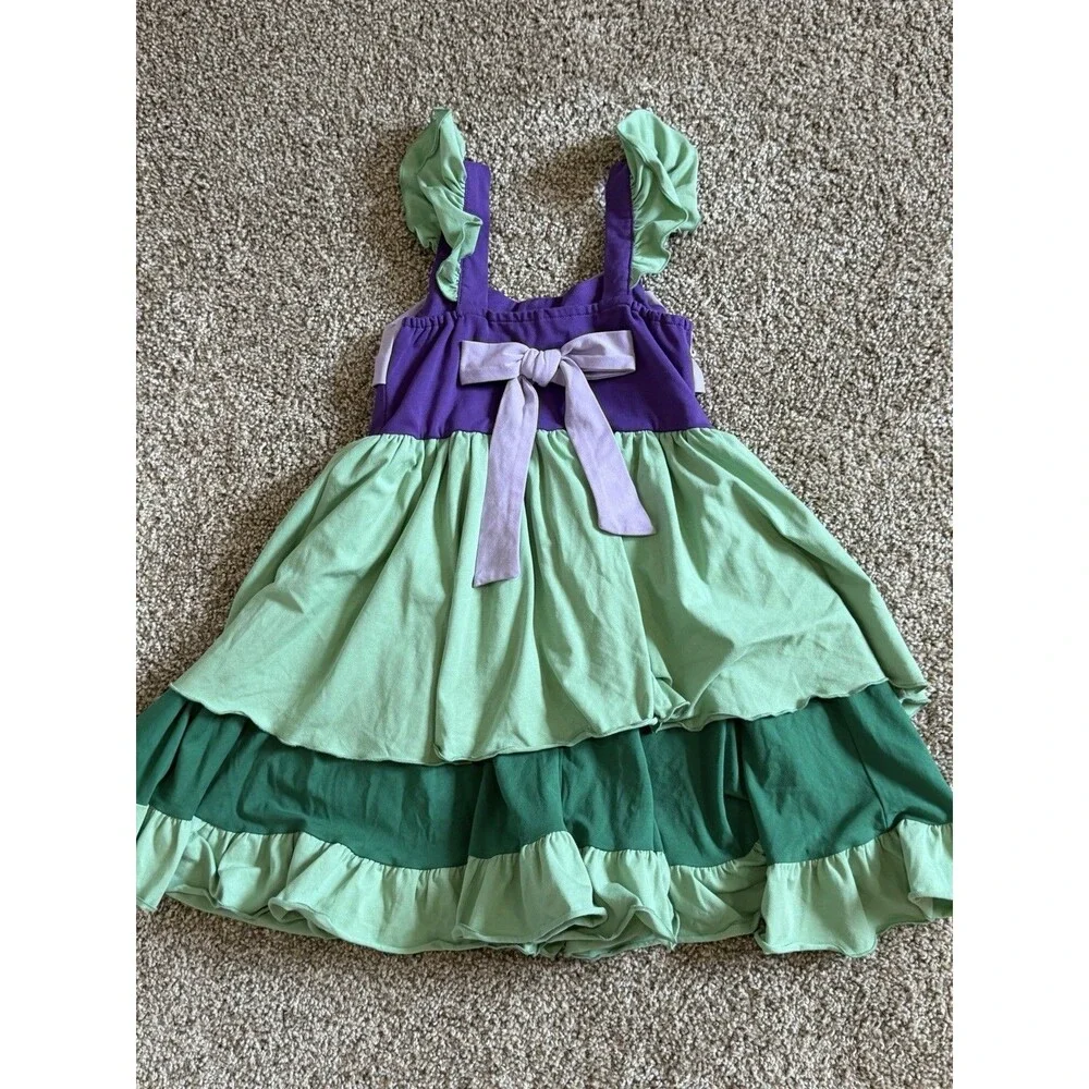 Only Little Once Girls Ariel Inspired Size 7 Purple/Green Stretch Cotton Blend